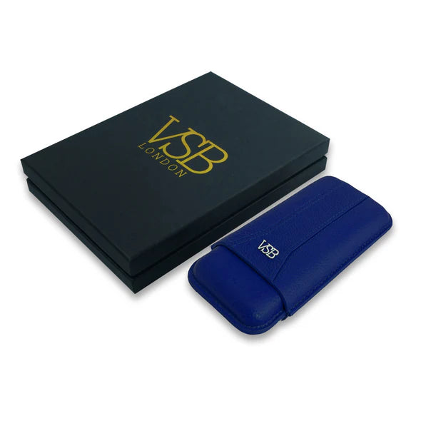 Blue Leather 3 Finger Cigar Pouch