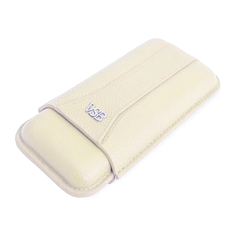Cream Leather 3 Finger Cigar Pouch