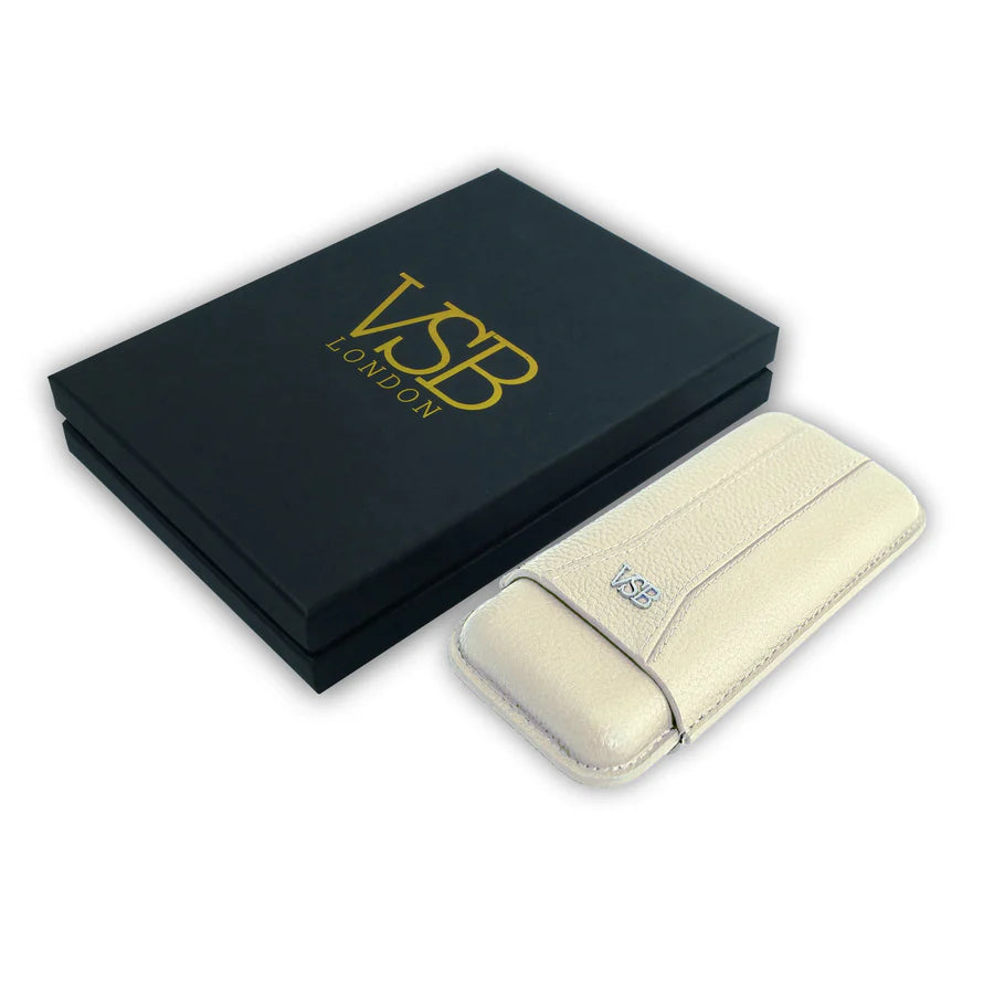 Cream Leather 3 Finger Cigar Pouch
