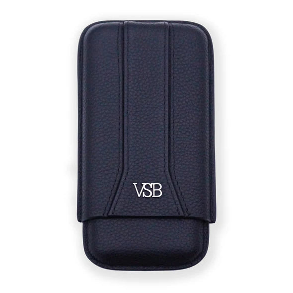 Black Leather 3 Finger Cigar Pouch