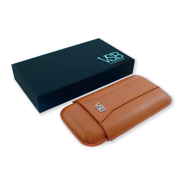 Brown Leather 3 Finger Cigar Pouch
