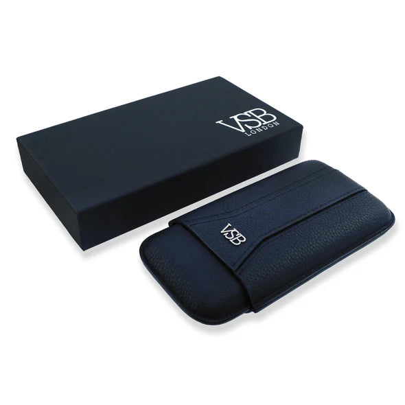 Black Leather 3 Finger Cigar Pouch