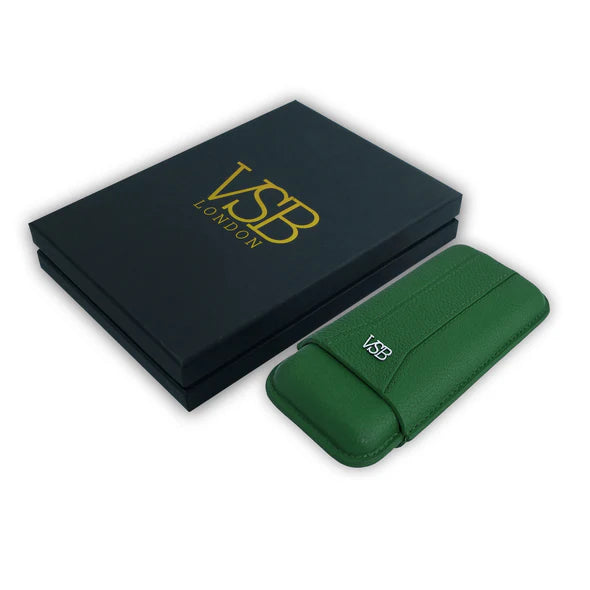 Green Leather 3 Finger Cigar Pouch