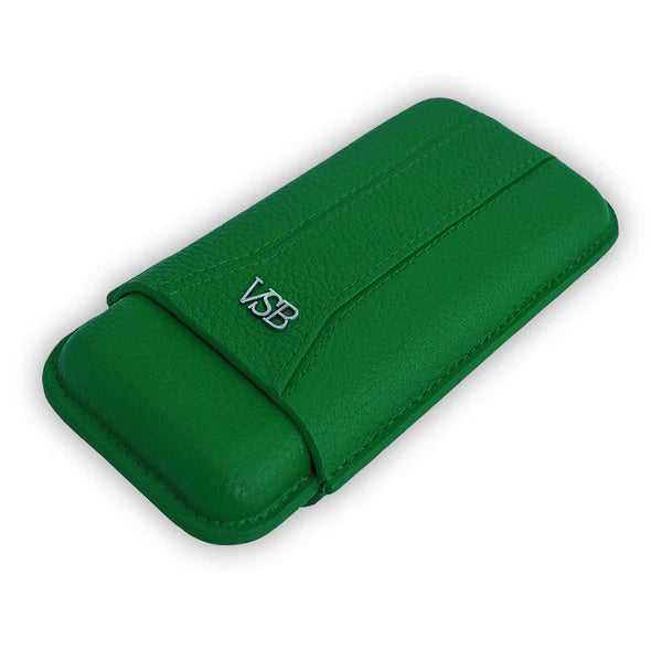Green Leather 3 Finger Cigar Pouch