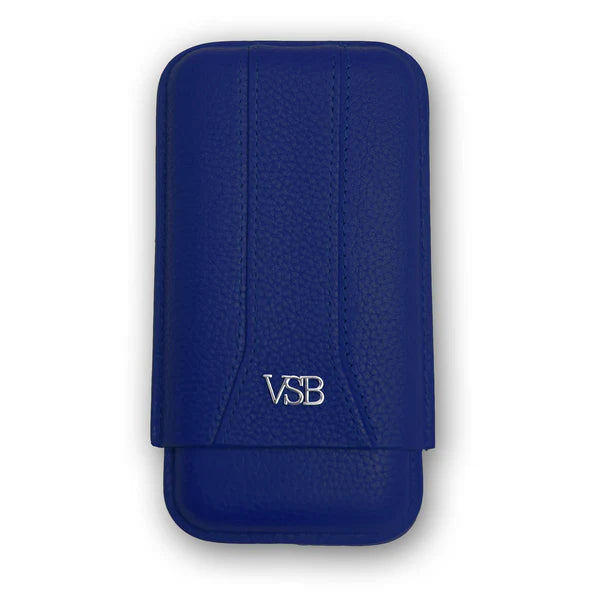 Blue Leather 3 Finger Cigar Pouch