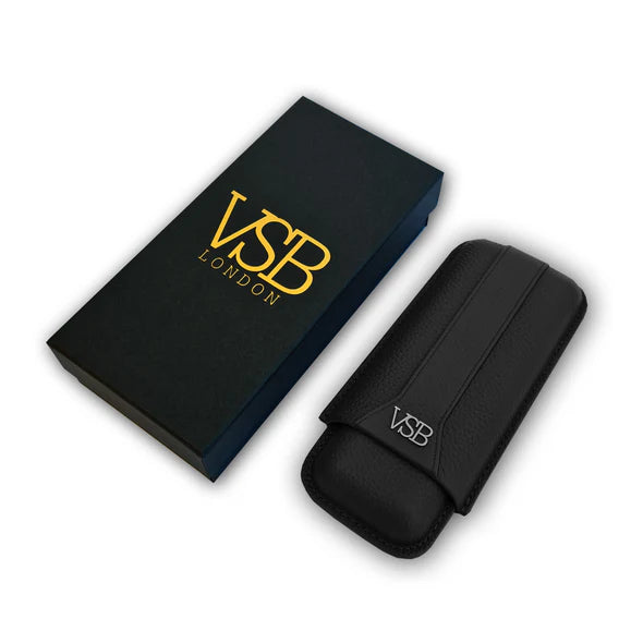 Black Leather 2 Finger Cigar Pouch