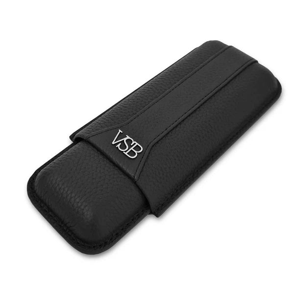 Black Leather 2 Finger Cigar Pouch