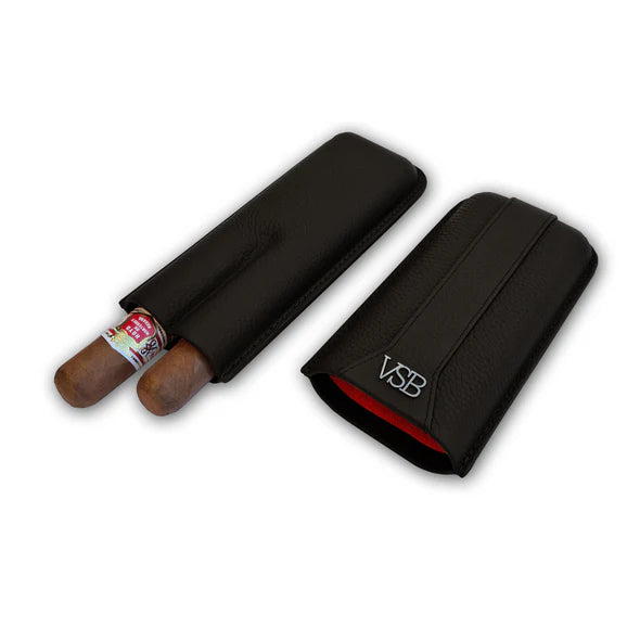 Black Leather 2 Finger Cigar Pouch