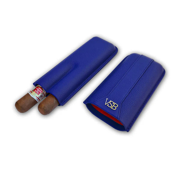 Blue Leather 2 Finger Cigar Pouch