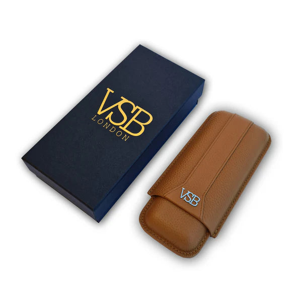 Brown Leather 2 Finger Cigar Pouch