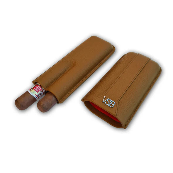 Brown Leather 2 Finger Cigar Pouch