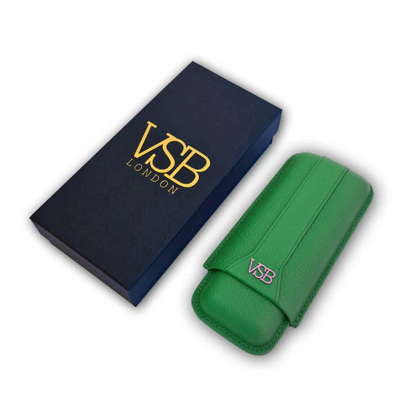 Green Leather 2 Finger Cigar Pouch