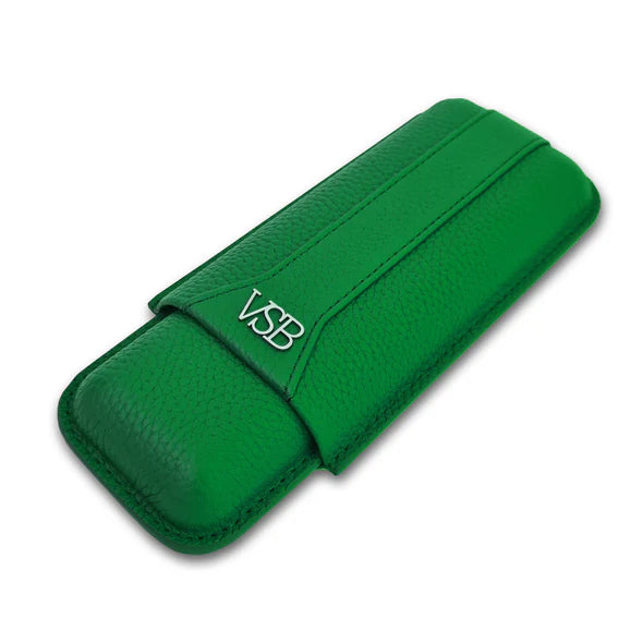 Green Leather 2 Finger Cigar Pouch