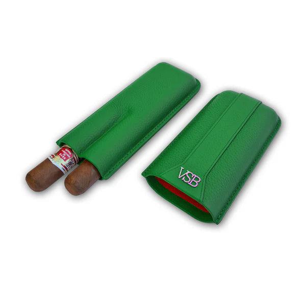 Green Leather 2 Finger Cigar Pouch