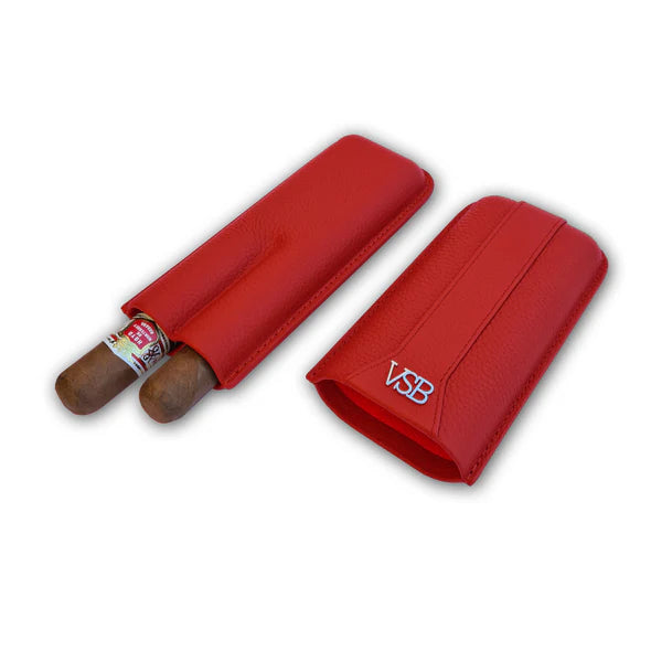 Red Leather 2 Finger Cigar Pouch