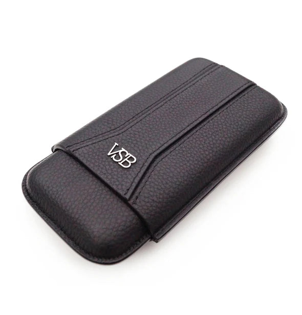 Black Leather 3 Finger Cigar Pouch