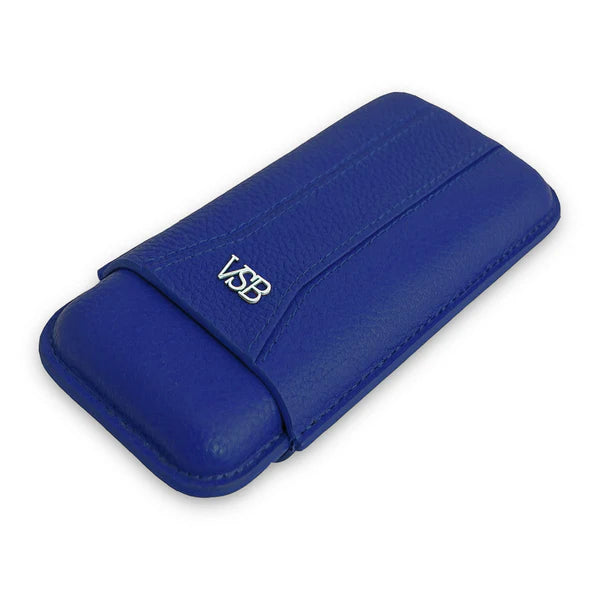 Blue Leather 3 Finger Cigar Pouch