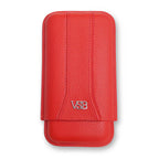 Red Leather 3 Finger Cigar Pouch