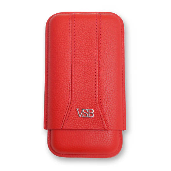 Red Leather 3 Finger Cigar Pouch